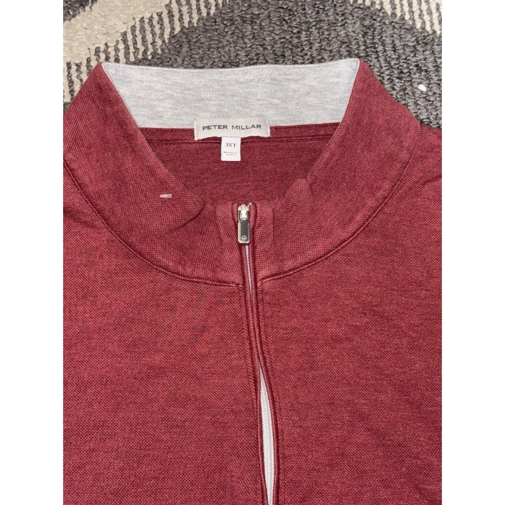 Peter Millar Red Maroon 1/4 Zip Mens 3XL Long Sleeve Performance Pull Over Golf